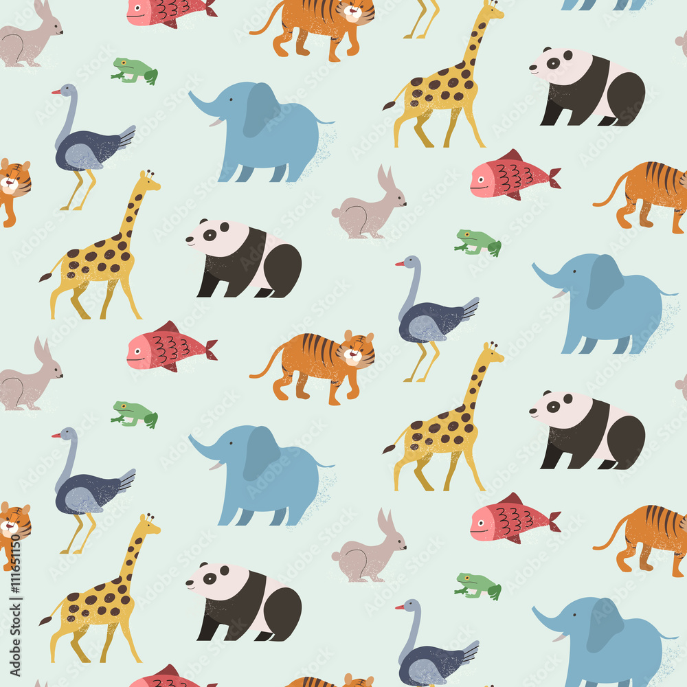 Seamless pattern of animal set Seamless pattern of animal set
