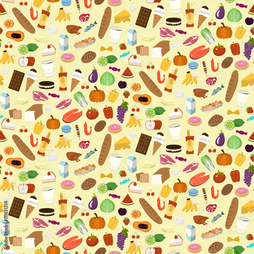 Seamless pattern of foodstuff