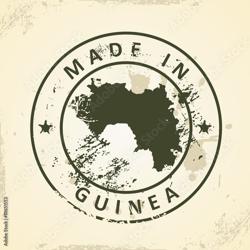 Stamp with map of Guinea