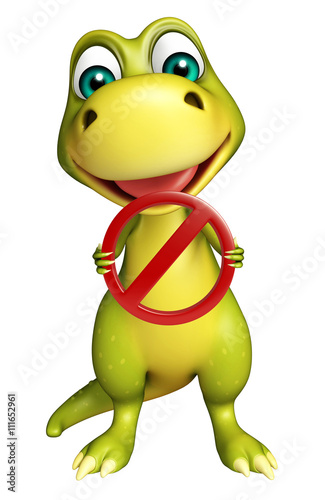 Dinosaur cartoon character with stop sign