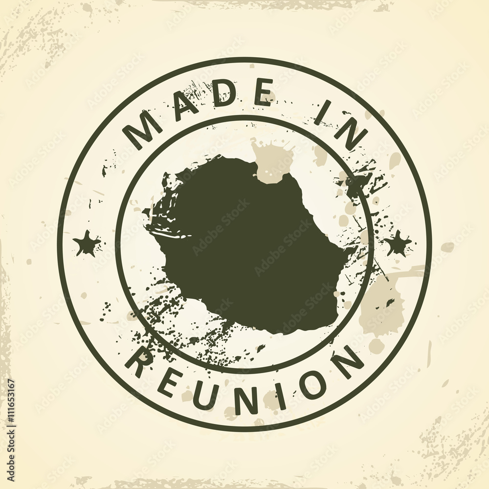 Stamp with map of Reunion Stamp with map of Reunion