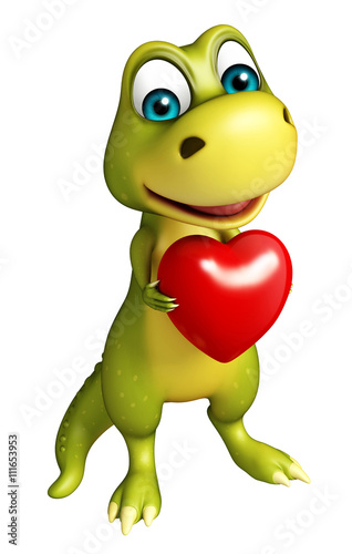 cute Dinosaur cartoon character with heart