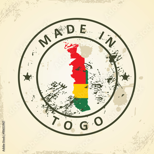 Stamp with map flag of Togo