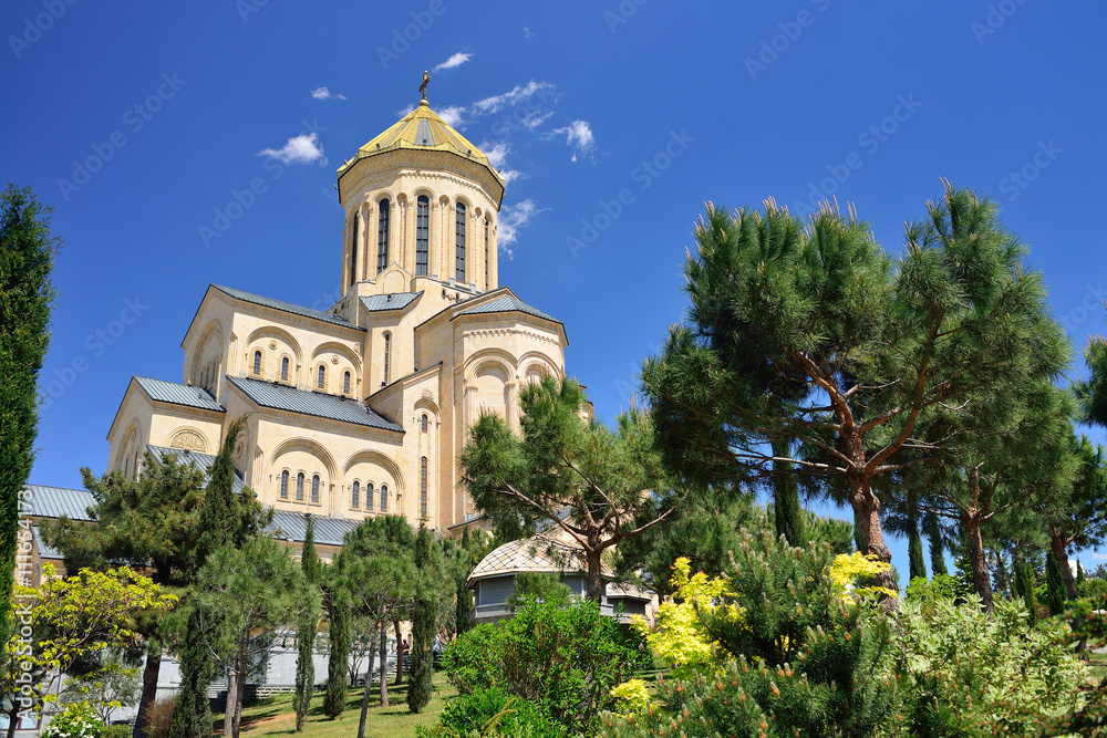 Orthodox church in downtown Tbilisi Sameba. The huge church.