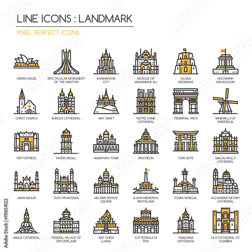 Landmark , thin line icons set ,pixel perfect icon