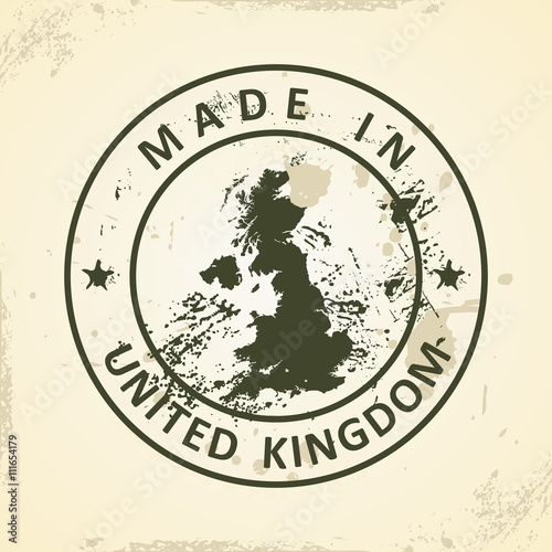 Stamp with map of United Kingdom