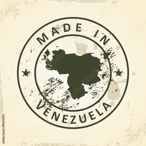 Stamp with map of Venezuela