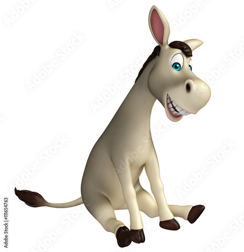 cute  Donkey cartoon characterwith sitting down