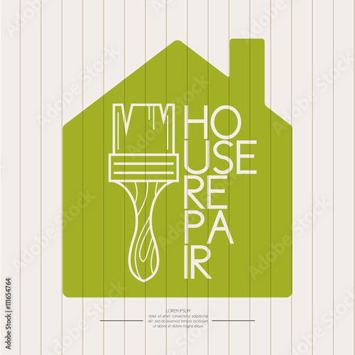 Vector illustration with brush and House repairs text