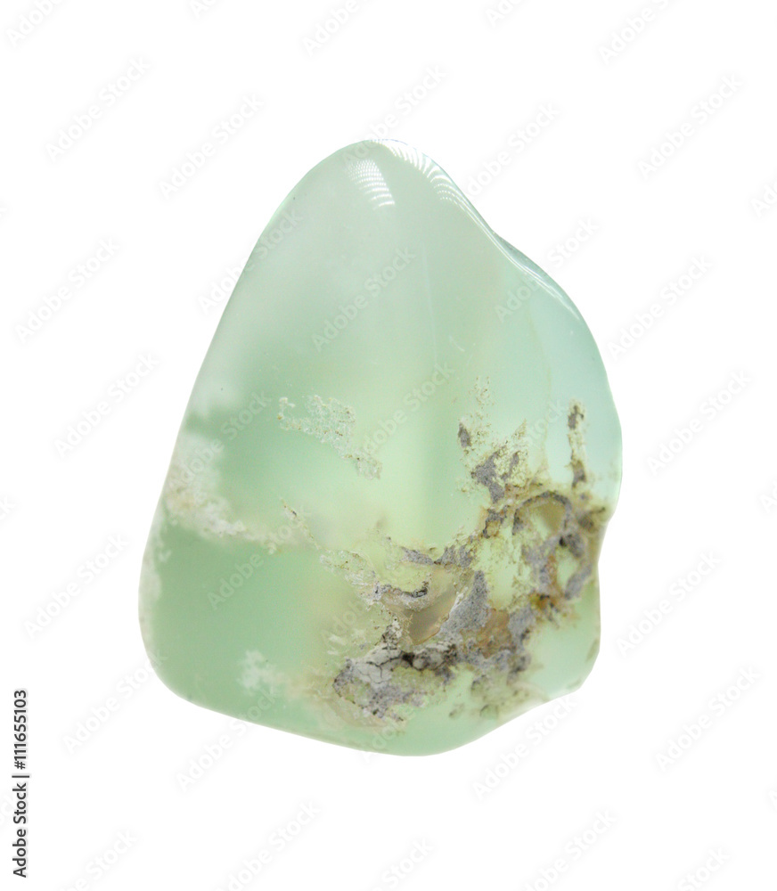 Chrysoprase - semiprecious stone isolated on white Chrysoprase - semiprecious stone isolated on white