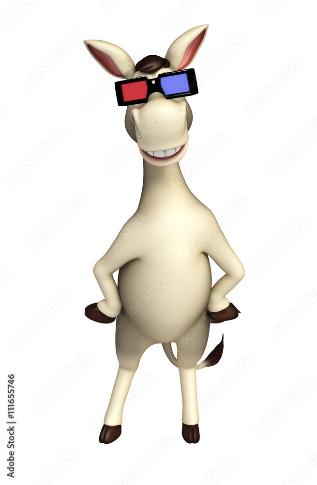 fun Donkey cartoon character 3D glass Stock Illustration | Adobe Stock