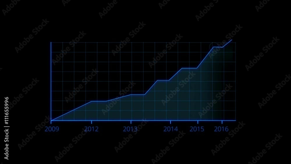 Grow Blue Bar graph on black background