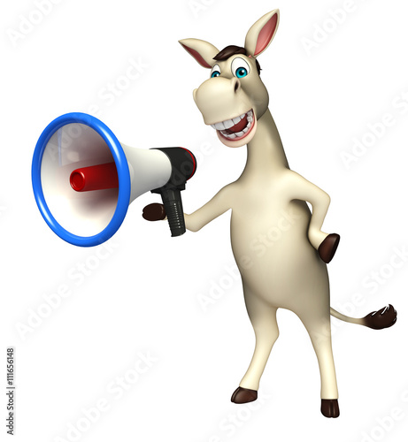 Donkey cartoon character  with loudspeaker