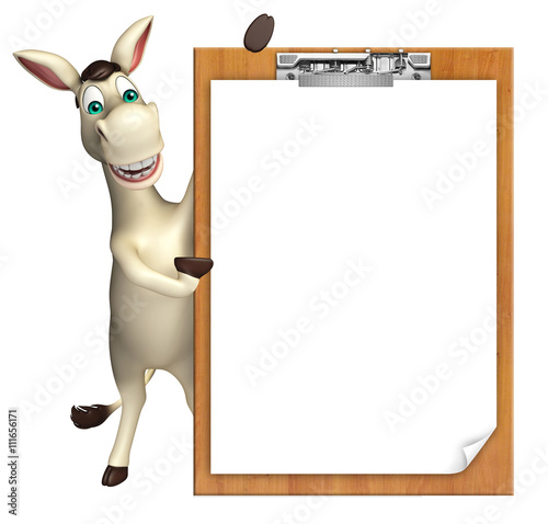 cute Donkey cartoon character with exam pad © visible3dscience