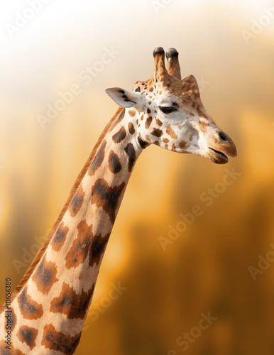 Portrait of giraffe on the natural background 
