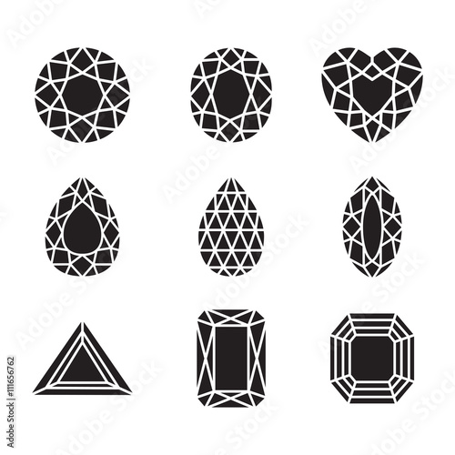 silhouette Diamonds and Ruby Vector Line Icons