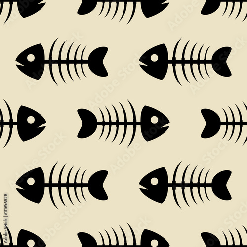 Icono plano patrón con espina de pescado sobre fondo beige
