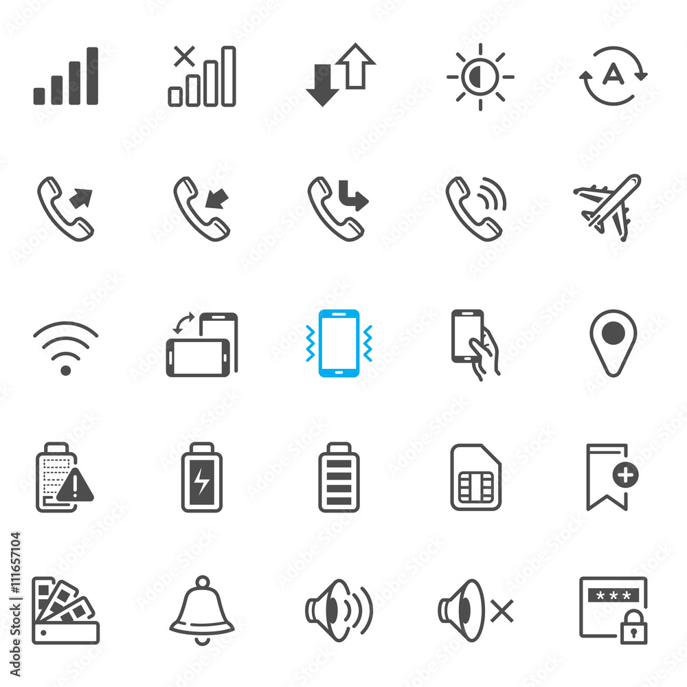 Notification icons for Mobile Phone and Application with White Background Notification icons for Mobile Phone and Application with White Background