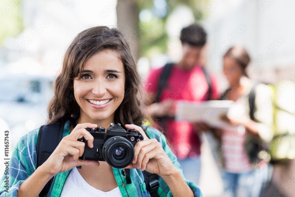 Portrait of young woman smiling