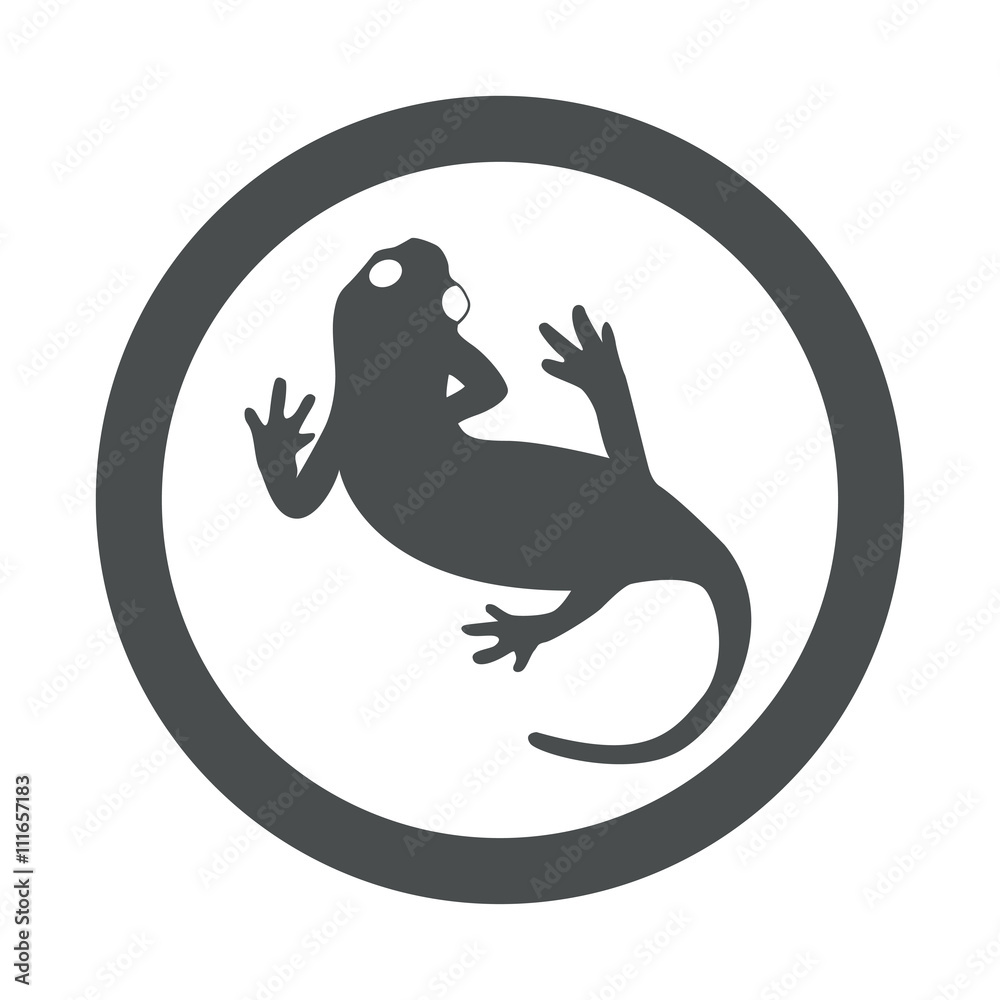 Icono plano iguana en circulo color gris Icono plano iguana en circulo color gris