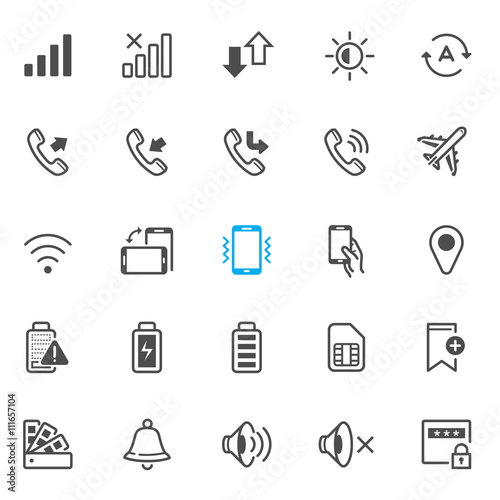 Notification icons for Mobile Phone and Application with White Background