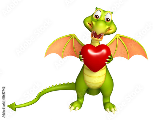 Dragon cartoon character with heart