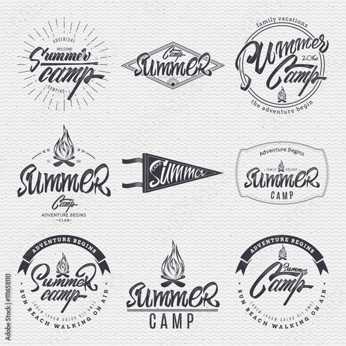 Summer Camp - badge, icon, poster, label, print, stamp, can be used in design