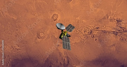 Top view of Mars Reconnaissance Orbiter above Mars at -109 degrees longitude. Data: NASA/JPL. photo