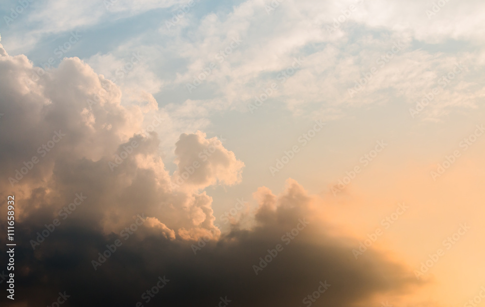 colorful dramatic sky with cloud at sunset