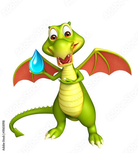fun Dragon cartoon character with water drop