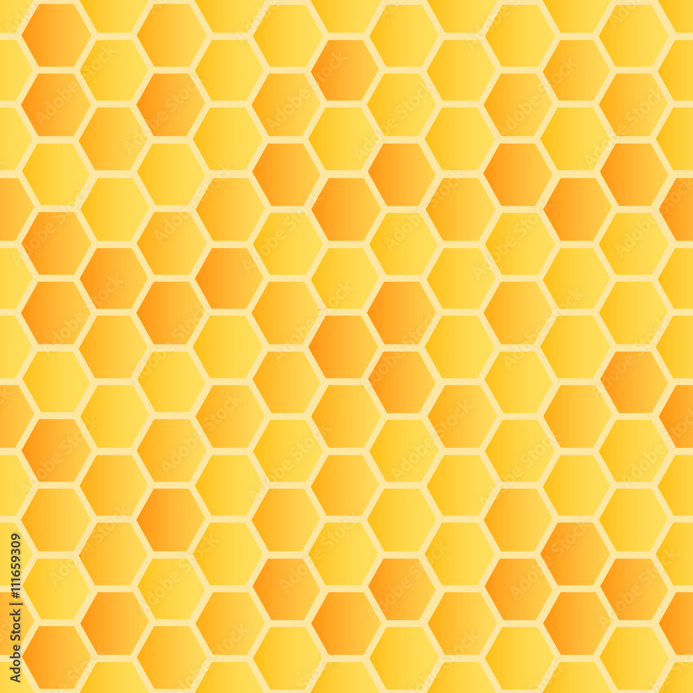 Seamless pattern honeycomb with honey. Vector illustration  