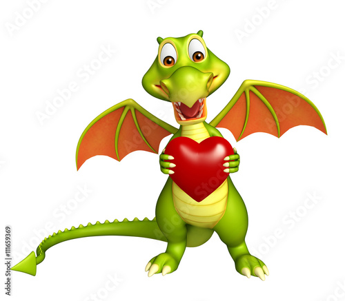 Dragon cartoon character with heart