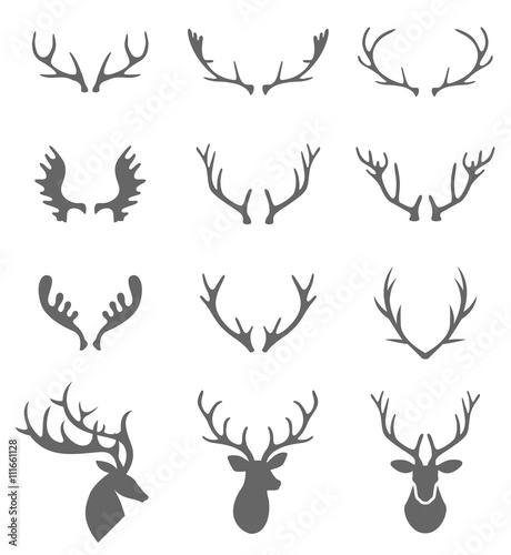 Hand Drawn Deer Antlers Vectors.