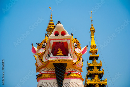 Chinthe at Shwemawdaw Pagoda , Bago in Myanmar. Burma. photo