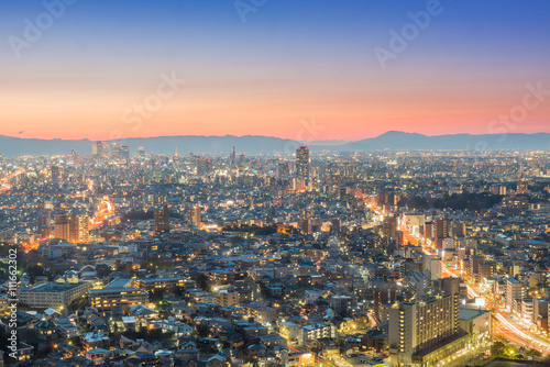 Nagoya cityscape and skyscraper with sky in twilight time