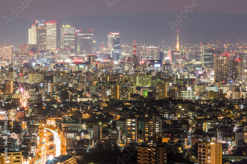 Nagoya cityscape and skyscraper with sky in twilight time © nonchanon