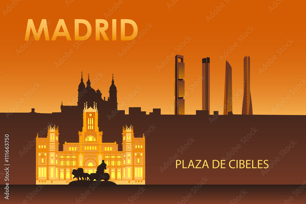 Fototapeta Cybele pałac w nocy Madryt