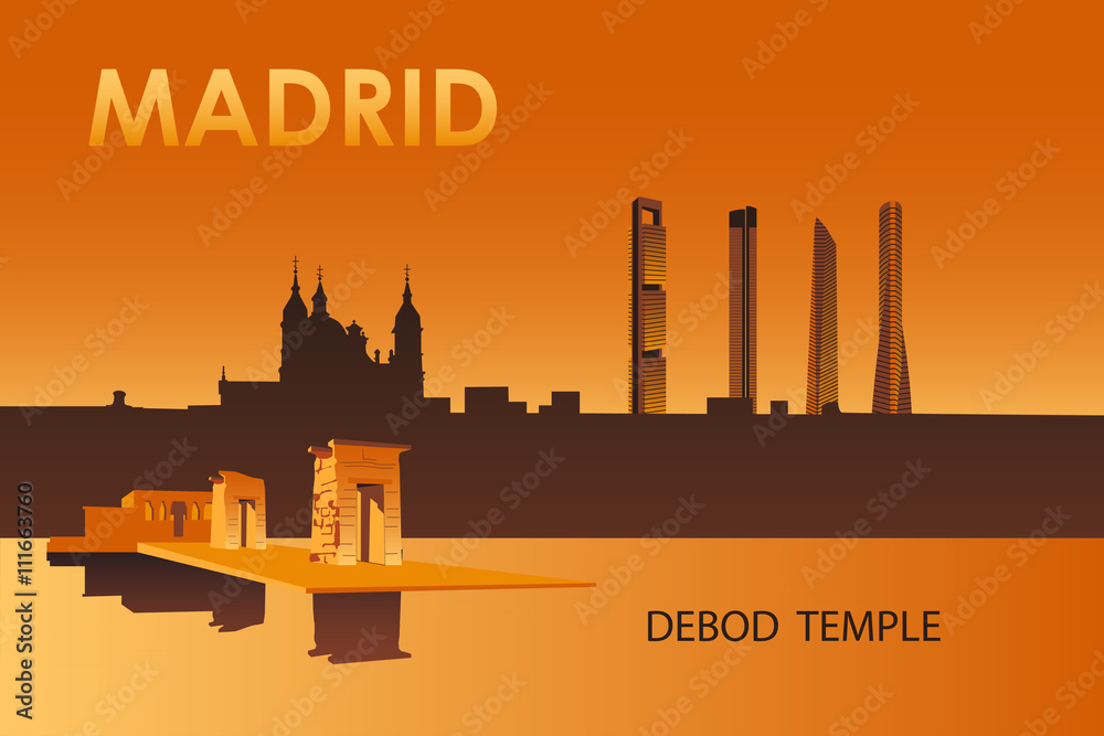 Debod temple in the night Madrid