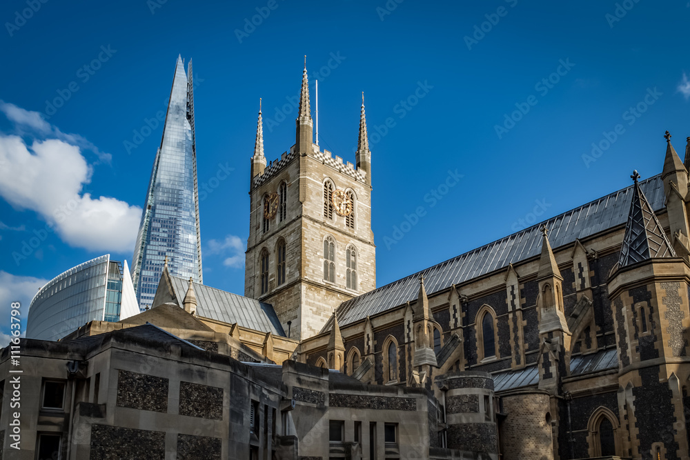Southwark Cathedral or The Cathedral and Collegiate Church of St Saviour and St Mary Overie, Southwark, London. It is the mother church of the Anglican Diocese of Southwark.