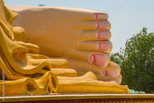 Feet. Mya Tha Lyaung Reclining Buddha. Bago. Myanma. Burma. photo