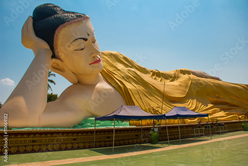 Mya Tha Lyaung Reclining Buddha. Bago. Myanma. Burma. photo