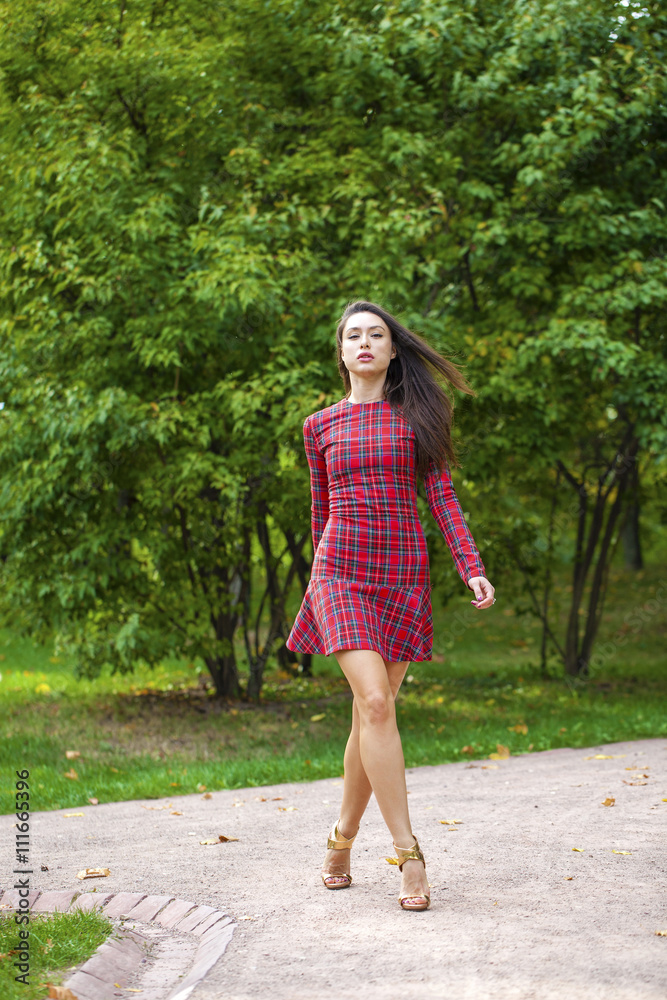 Fashion street style, young brunette woman Fashion street style, young brunette woman