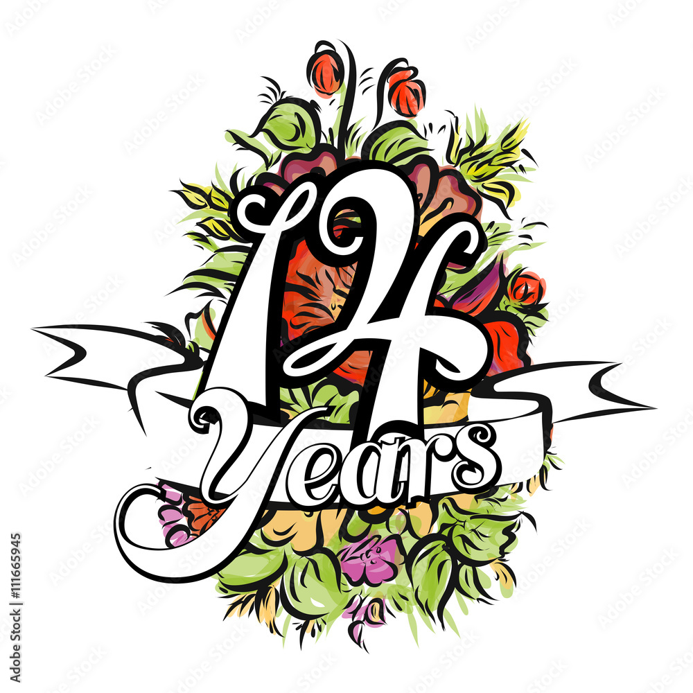 14 Years Greeting Card Design 14 Years Greeting Card Design