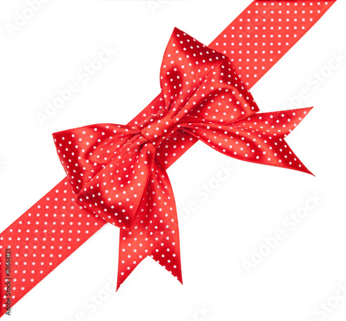 red bow with polka dots isolated on white background