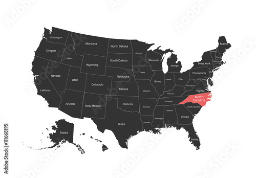 Map of the USA. Image with clipping path and name of states. State mark. Vector illustration.