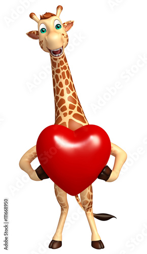 Giraffe cartoon character with heart
