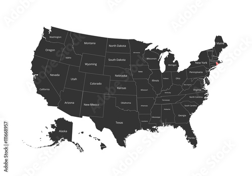 Map of the USA. Image with clipping path and name of states. State mark. Vector illustration.