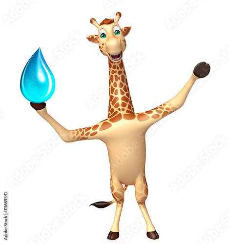 fun Giraffe cartoon character with water drop