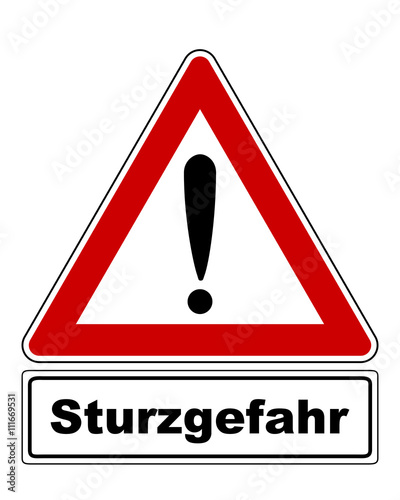 Warnschild mit Ausrufezeichen und Zusatzinformation
