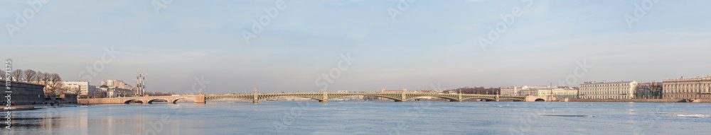 view of the embankment the city Sankt-Peterburg in summer day